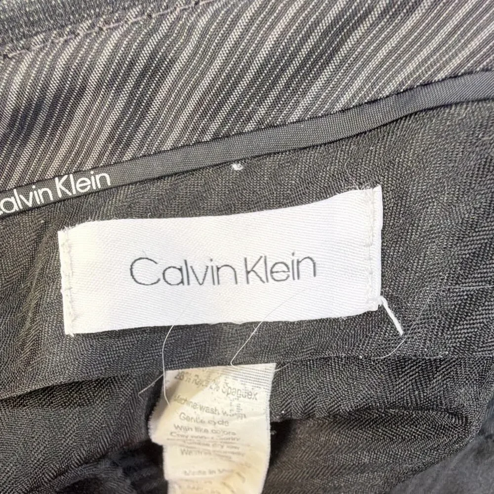 Calvin Klein Men's Slim Straight Dress Pants Gray 28 Twill Stretch Flat Front